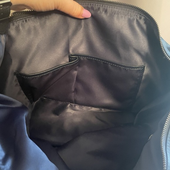 DORIS & JACKY Tote Bag Women Large Lightweight Leather Nylon Work Travel Blue - Picture 11 of 15